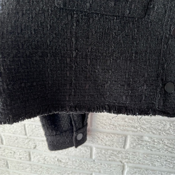 NEW! House of Harlow 1960 Tweed Jacket/Raw Hem/ Snap Front/Front Pockets/Black - Picture 10 of 16